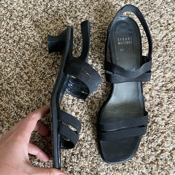Stuart Weitzman Strappy Block Kitten Heel Sandals - Picture 3 of 7